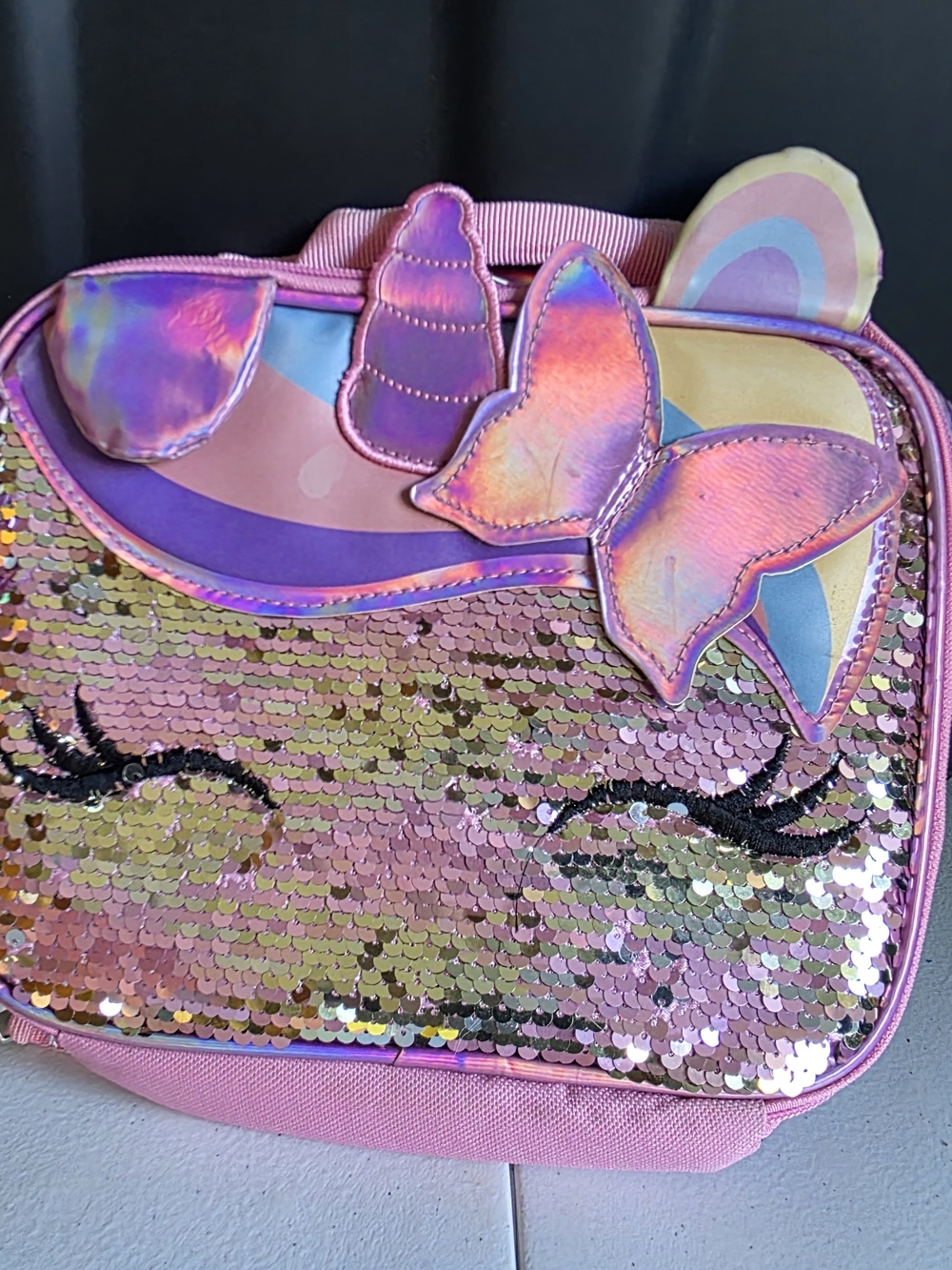 Kids Sequin Unicorn Butterfly Lunch Bag - Pink